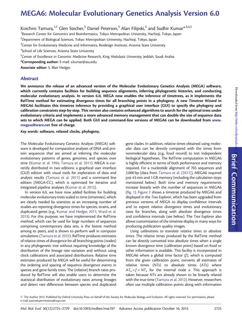 MEGA6: Molecular evolutionary gen preview & related info.